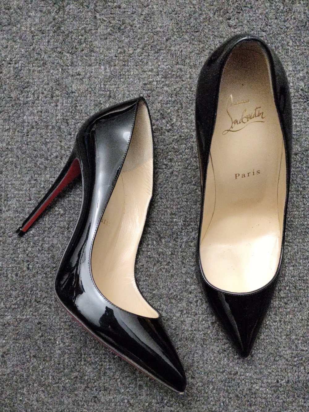 Christian Louboutin Women's Black Patent Leather Pointed-Toe Pumps